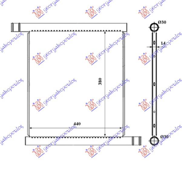 HLADNJAK MOTORA ZA SVE MODELE (44x38) (MAHLE BEHR PREMIUM LINE)