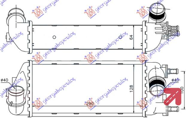 HLADNJAK INTERCOOLER 1.3 DIZ -09 BEN 29x13x6,5 FIAT 500 (2007-2015) (OEM: 51855481)