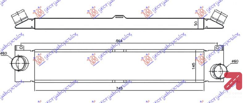 HLADNJAK INTERCOOLER 2.3 JTD DIZEL(745x145x50) FIAT DUCATO (2006-2014) (OEM: 1340763080)