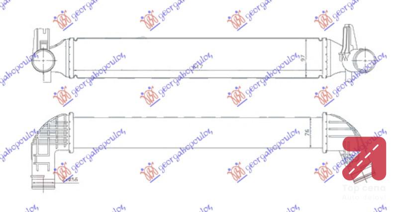HLADNJAK INTERKULERA 1.4 Tsi BENZIN 2.0Tdi DIZEL SEAT IBIZA (2008-2012) (OEM: 6R0145805C, 6R0145805F, 6R0145805K)