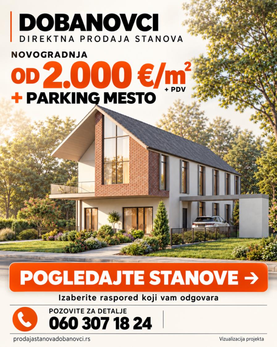 Dobanovci - direktna prodaja stanova, novogradnja od 2.000 evra po kvadratu plus parking mesto