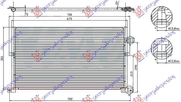 HLADNJAK KLIME ZA SVE MODELE BENZIN/DIZEL (670x361x16) 02-