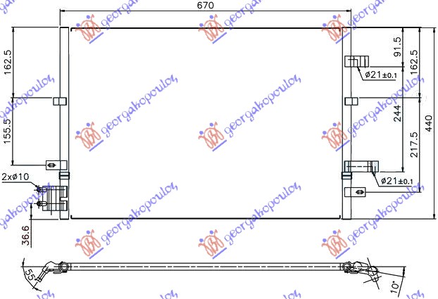 HLADNJAK KLIME ZA SVE MODELE BENZIN/DIZEL (670x451x16) 02-