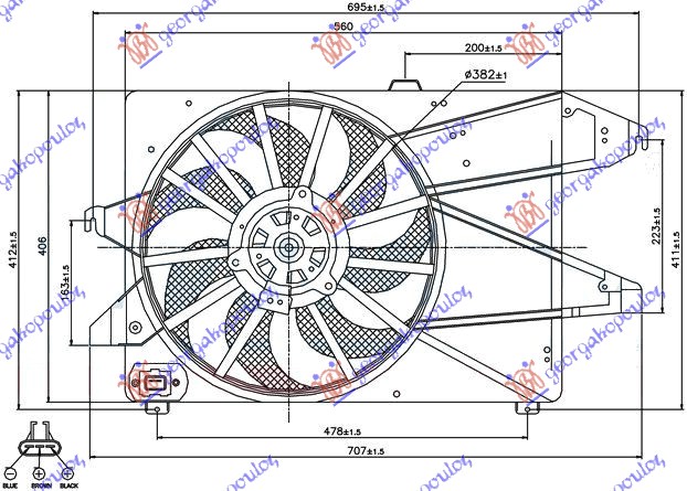 VENTILATOR HLADNJAKA KOMPLET (1.8/2.0 BENZIN) 02-07