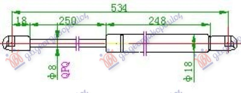 AMORTIZER GEPEK VRATA 5 VRATA (534.5L-585N)