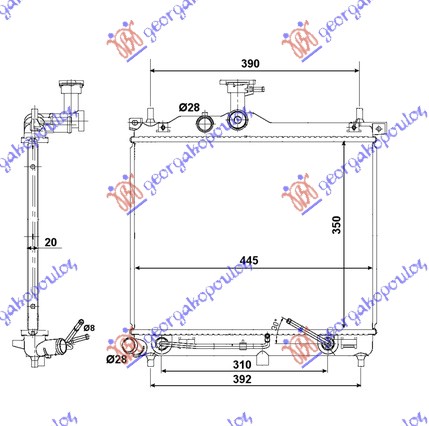 HLADNJAK MOTORA 1.1i 12V 1.1 CRDi (AUTO) (44.5x35)