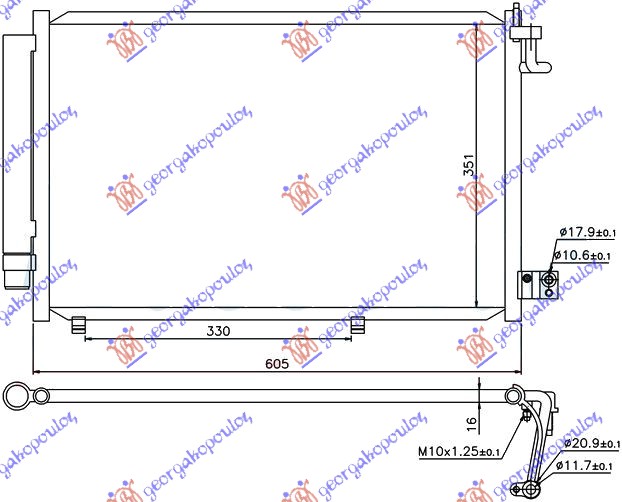 HLADNJAK KLIME BENZIN - 1.4 TDCi (57.5x36)