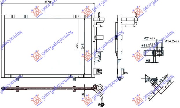 HLADNJAK KLIME BENZIN - 1.4 TDCi (530x350x16) 11-