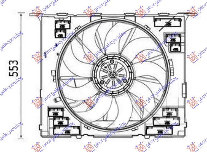 VENTILATOR KOMPLET (2.0/3.0 BENZIN) (484mm) (400W) (4 PIN)
