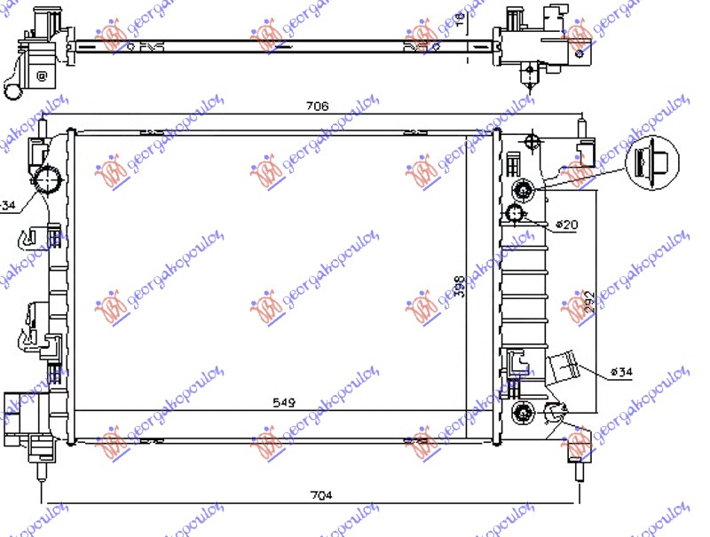 HLADNJAK MOTORA 1.4i 16V (AUTO) (55x40x1.5)