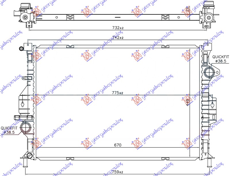 HLADNJAK MOTORA 1.6 EcoBoost BENZIN (AUTO) (670x449x26) /15