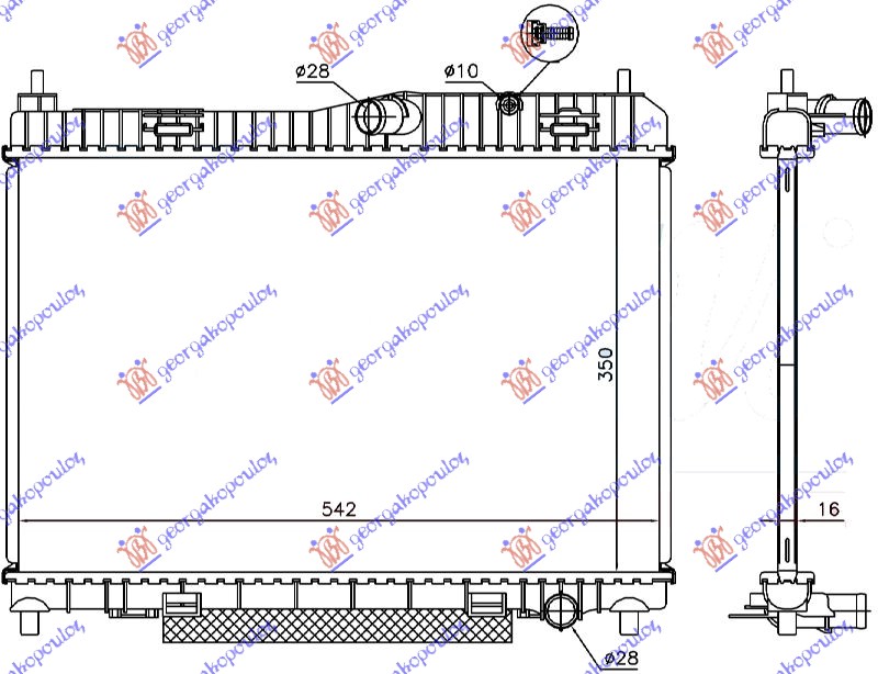 HLADNJAK MOTORA 1.6 BENZIN (MAN/AUTO) (+/-AC) (56.3x35)