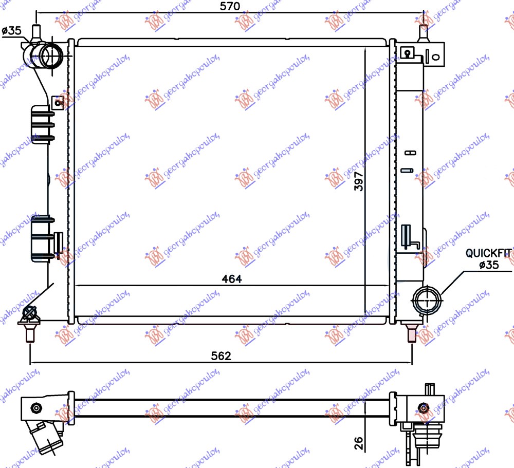 HLADNJAK MOTORA 1.6 T-GDI BENZIN (MAN) (464x397x26)