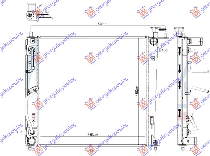 HLADNJAK MOTORA 1.7 CRDi DIZEL (AUTO) (480x480x18)