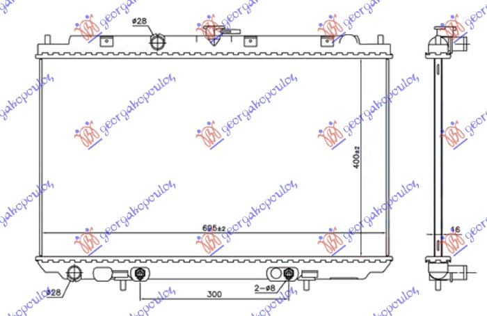 HLADNJAK MOTORA 1.8 BENZIN (AUTO) (400x695x16)
