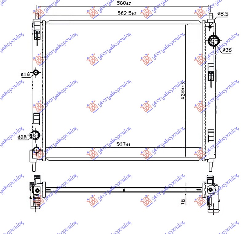 HLADNJAK MOTORA 1.5 dCi DIZEL (507x428x16)