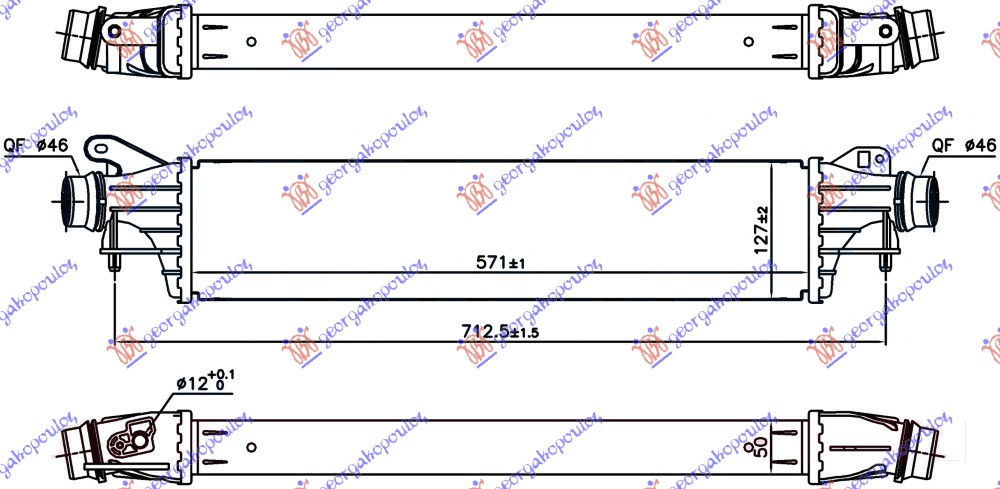 HLADNJAK INTERKULERA 1.4 TURBO BENZIN (571x127x50) 99/148KS