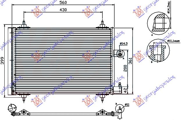 HLADNJAK KLIME BENZIN/DIZEL (52x36) 99-