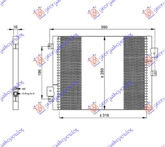 HLADNJAK KLIME 2.7/2.9-S/3.2-S/3.4 BENZIN (36.5x27x1.6)