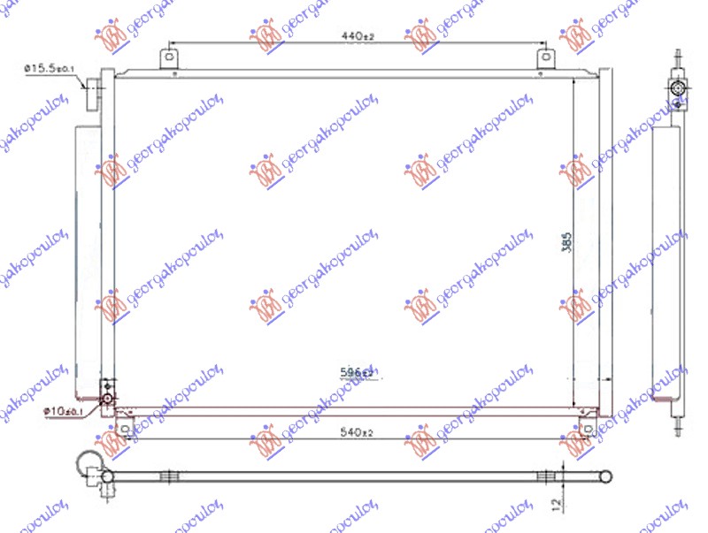 HLADNJAK KLIME 1.0/1.2 I 16v HIBRID BENZIN (565x385x12)
