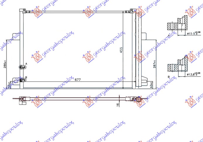 HLADNJAK KLIME ZA SVE MODELE BENZIN/DIZEL (640x440x16)