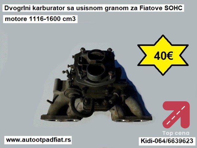 Dvogrlni karburator sa usisnom granom za Fiatove motore 1116-1600 cm3
