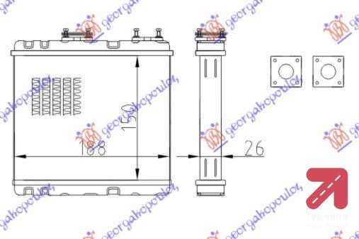 GREJAC KABINE (B) +/ - AC (150x188) NISSAN SUNNY (N14) SDN-H/B (1992-1995) (OEM: 27140-1N710, 271401N710, 5658030101)