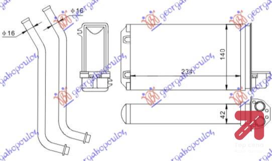 GREJAC KABINE (M) +/ - AC (234x138) PEUGEOT 205 (1983-1992) (OEM: 644851)