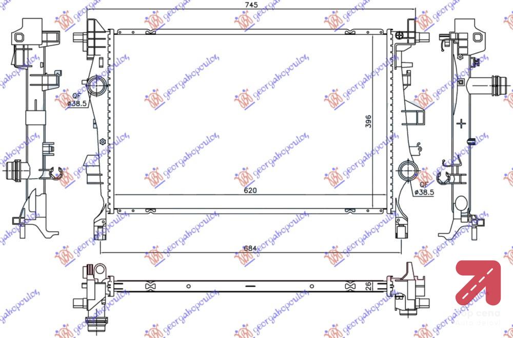 HLADNJAK 2.0 MJTD DIZEL MANUAL/AUTO FIAT 500 X (2019-) (OEM: 51965905)