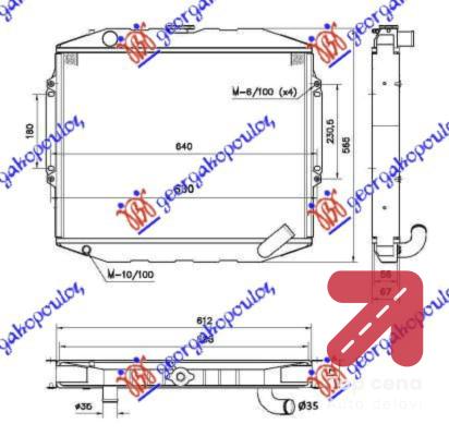 HLADNJAK 2.5TDi M/A +/ - A/C (45x59.8x5.3)BAKAR MITSUBISHI PAJERO (1996-2001) (OEM: MB422130)