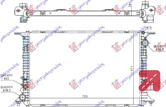 HLADNJAK 4.0 TFSi - 4.2 - 6.3 Fsi - 4.2 Tdi AUDI A8 (2013-2017) (OEM: 4H0121251B)