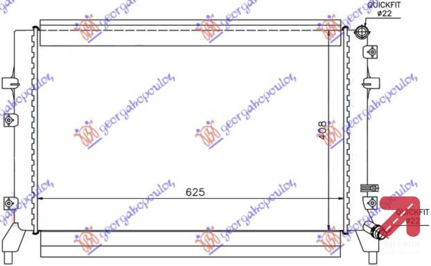 HLADNJAK DODATNI 1.4 BENZIN (625x400) VW EOS (2006-2011) (OEM: 1K0121251BN, 1K0121251BQ)