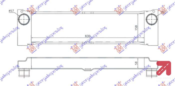 HLADNJAK INTERCOOLER 2.2-3.0 CDi(630x160x60) MERCEDES VITO (W639) & VIANO (2004-2010) (OEM: 6395010801)