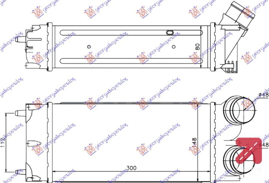 HLADNJAK INTERKULERA 1.6 HDi (300x150x80) CITROEN BERLINGO (2008-2015) (OEM: 0384L9)