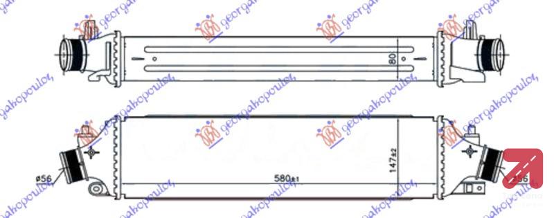 HLADNJAK INTERKULERA 2.0 JTD DSL (580X150X80) ALFA ROMEO GIULIETTA (2010-) (OEM: 50514486, 50539342)