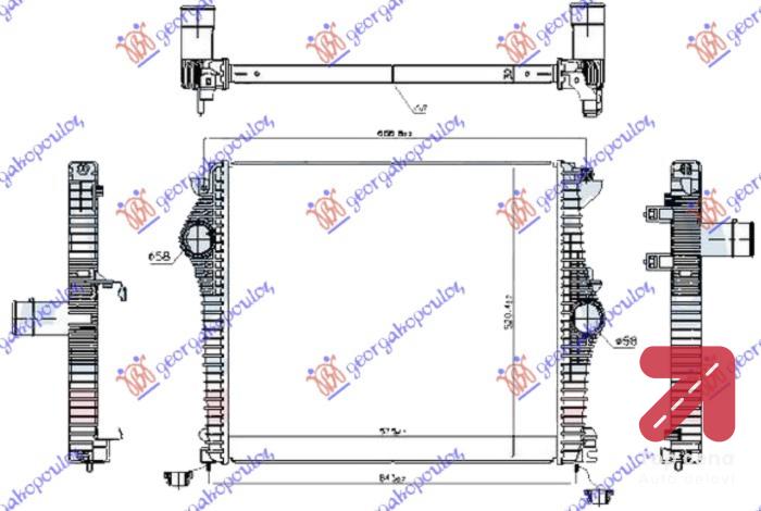 HLADNJAK INTERKULERA 2.2DIZEL (575x520x32) ALFA ROMEO GIULIA (2015-) (OEM: 50534301)