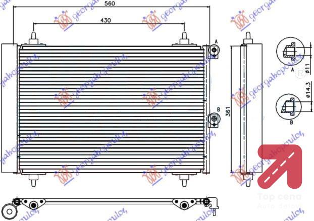 HLADNJAK KLIME 1.6 HDi (52x36x17) PEUGEOT PARTNER (2002-2008) (OEM: 6455CN)