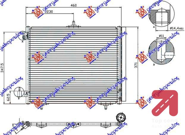 HLADNJAK KLIME BENZIN/DIZEL 05- (42x37) 3 NOSACA CITROEN DS3 (2010-2014) (OEM: 3640050, 6455.AL, 6455.C2)