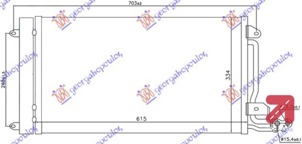 HLADNJAK KLIME BENZIN - DIZEL (580x350x16) SEAT IBIZA (2008-2012) (OEM: 6C0816411B, 6R0820411D, 6R0820411G)