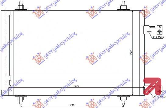 HLADNJAK KLIME BZ/DS (53.5x36.1)SA STRANE PEUGEOT PARTNER (2008-2015) (OEM: 6455.CY, 6455CY)