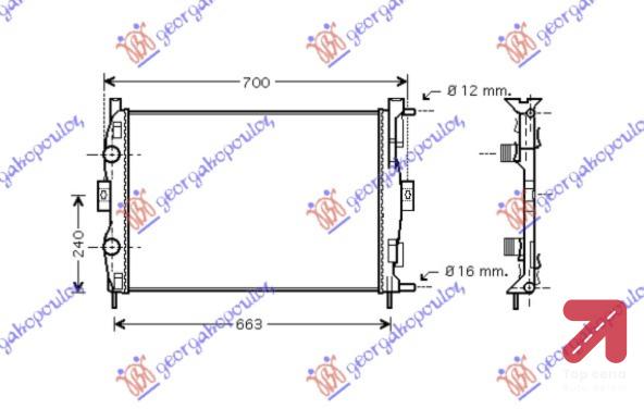 HLADNJAK MOTORA 1.4 - 1.6 16V +/ - AC (59x45x18) RENAULT SCENIC (2003-2009) (OEM: 8200115541)