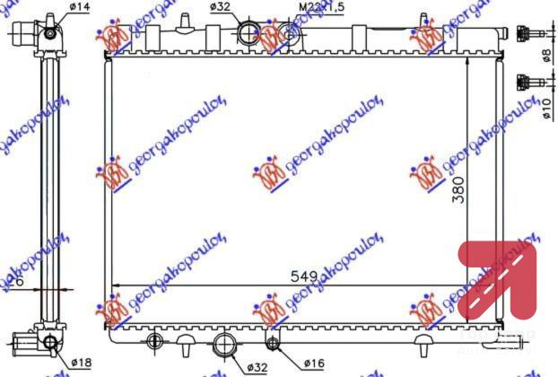 HLADNJAK MOTORA 1.4-1.6-2.0+/-A/C(38x56x2.7)-02 PEUGEOT 307 (2001-2005) (OEM: 1330.82, 133082)