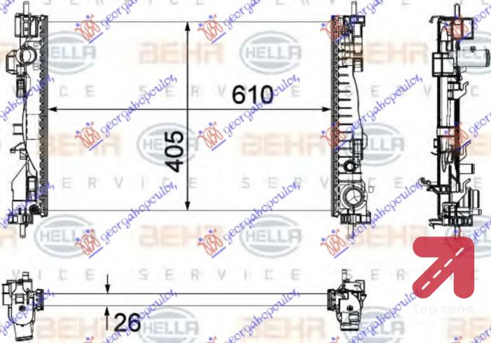 HLADNJAK MOTORA 1.4 (125 - 170) (61x40.5) BEHR ALFA ROMEO GIULIETTA (2010-) (OEM: 50514472)