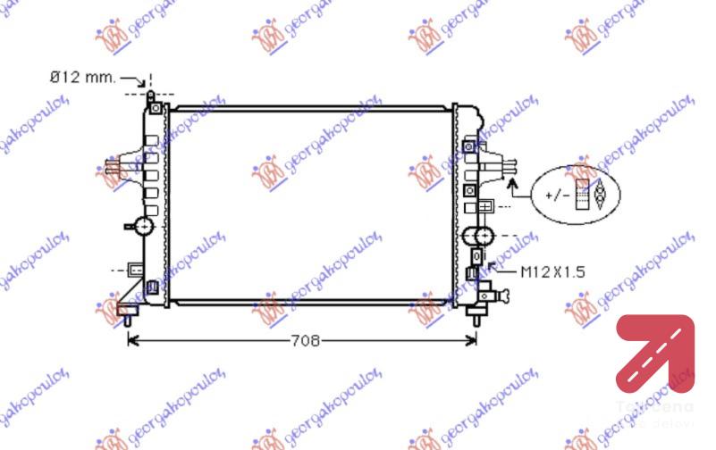 HLADNJAK MOTORA 1.6CC 16V+/ - A/C (60x37) OPEL ASTRA H (2004-2010) (OEM: 1300266, 13145211)