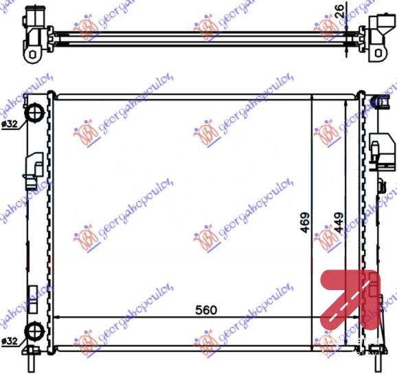 HLADNJAK MOTORA 2.0 BENZIN 1.9DIZEL (560x450x23) MEHAN NISSAN PRIMASTAR (2002-2006) (OEM: 2140000QAN, 4408645, 91166001)