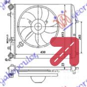 HLADNJAK MOTORA - A/C (43x41) SA VENTILATOROM SKODA FABIA (2007-2010) (OEM: 6Q0121201BT, 6Q0121253K)