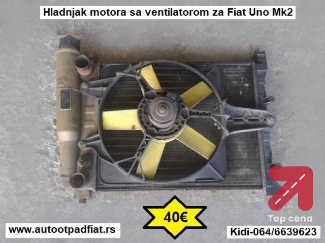 Hladnjak motora sa ventilatorom za Fiat Uno Mk2
