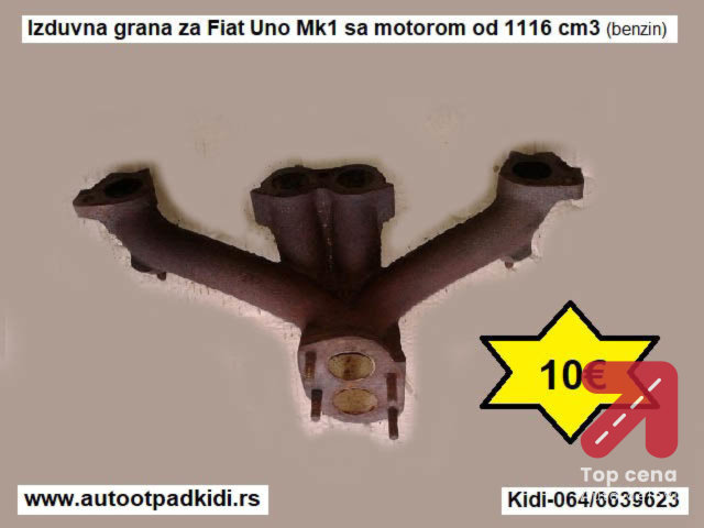 Izduvna grana za Fiat Uno Mk1 sa motorom od 1116 cm3 (benzin)
