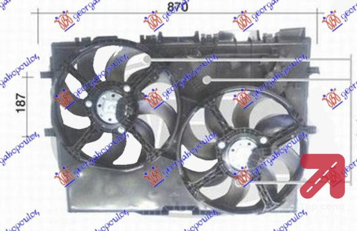 VENTILATOR 2.3-3.0 JTD -AC 368mm (2+2P) FIAT DUCATO (2006-2014) (OEM: 1342689080, 1358009080, 1393259080)