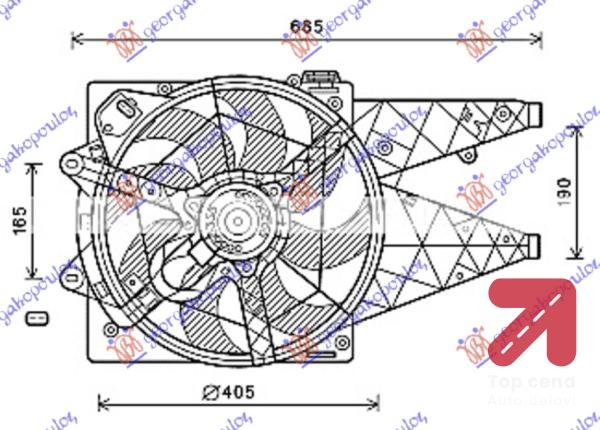 VENTILATOR KOMPLET 1.6-2.0 JTD (+AC) FIAT DOBLO (2009-2015) (OEM: 51833973)